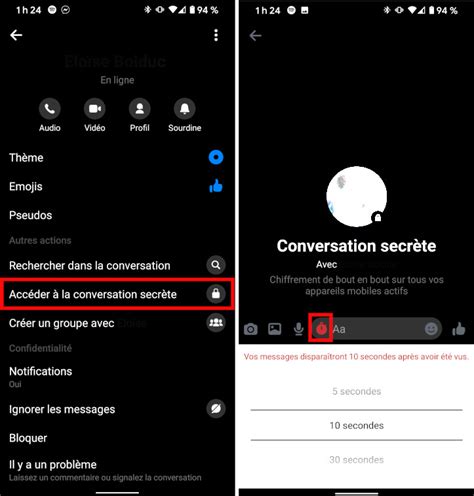 clé conversation secrète messenger